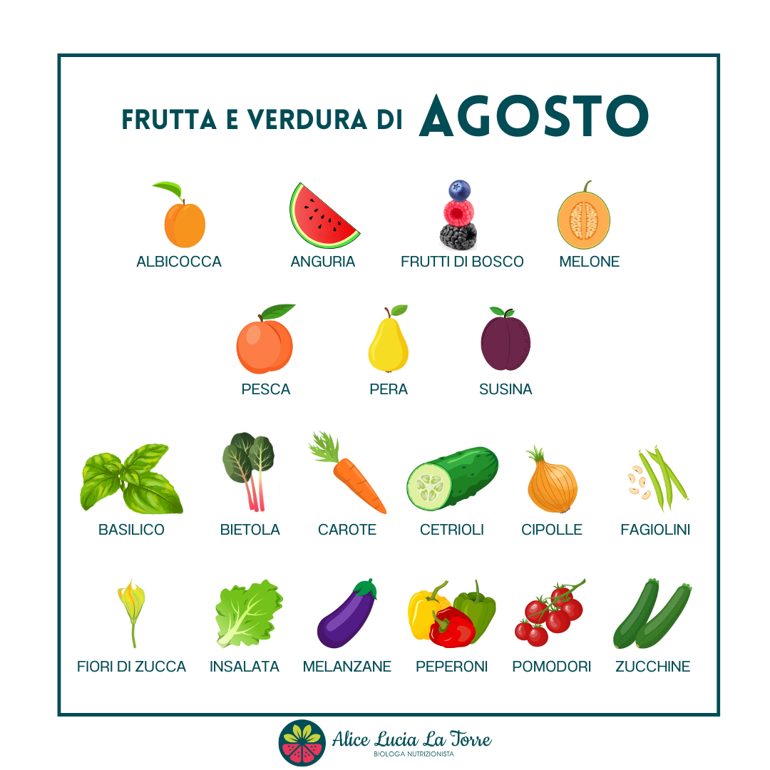 frutta e verdura di agosto