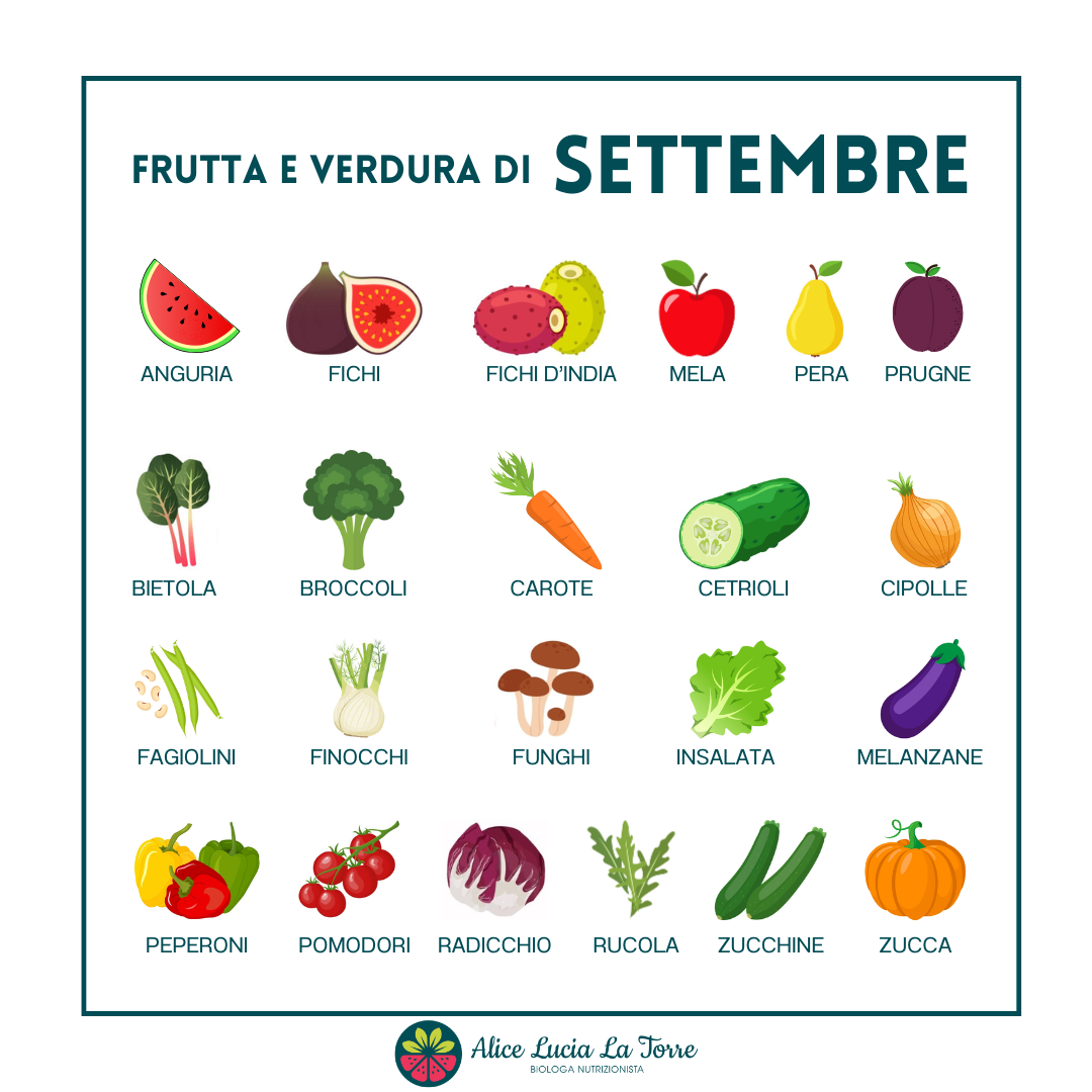 frutta e verdura di settembre